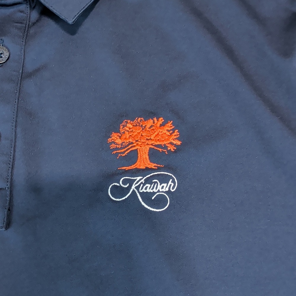 Straight Down Performance Golf Polo Men LG Navy Blue Polyester Spandex Stretch - Picture 3 of 10